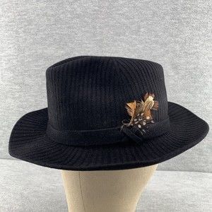 Selentino Carlton Black 100% Fur Felt Fedora Hat Size 56